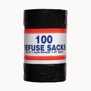 Refuse Sacks 92L 100 Bags Per Roll – Pack of 6