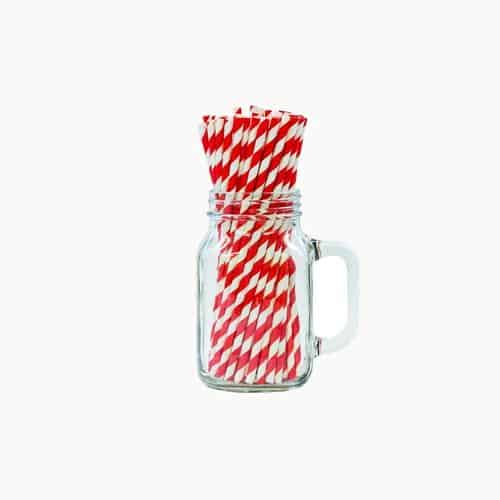 Bright Red & White Paper Straw – Pack of 1000