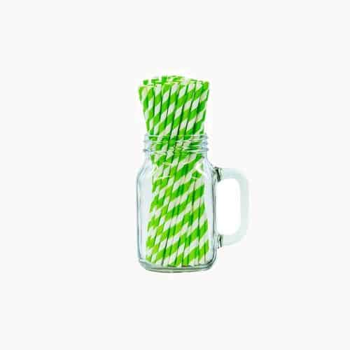 Lime Green & White Paper Straws – Pack of 1000